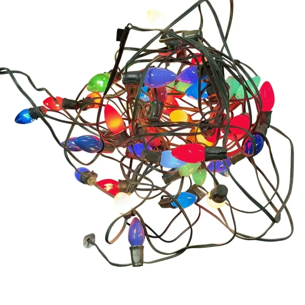 Vintage Christmas String Multi Lights Set Of 2 Strands Xmas Decor C9? READ - HBN